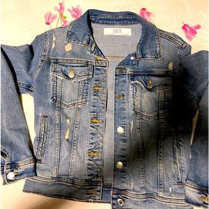 Zara Denim Jean Jacket Distressed